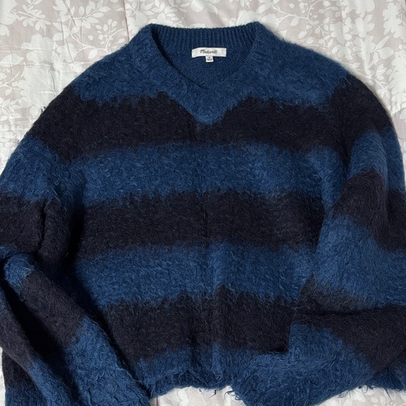 Madewell Blue and Black V-Neck Sweater - Picture 1 of 1